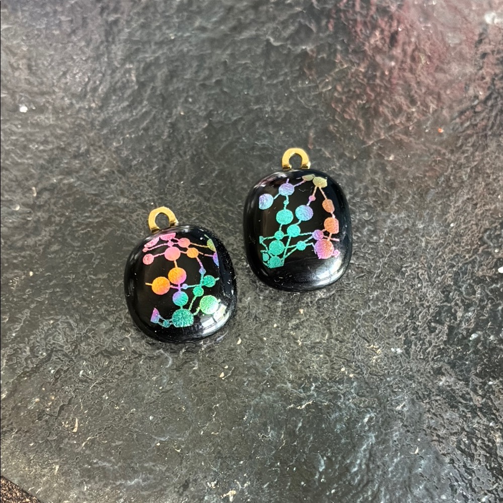 Black Earrings with Colorful Dot Design